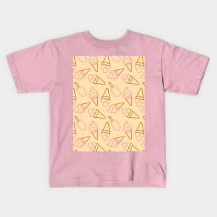 Cute summer food with outline ice cream contours Kids T-Shirt